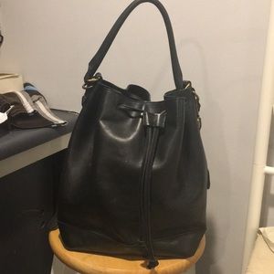 Madewell Black Leather Bucket Bag